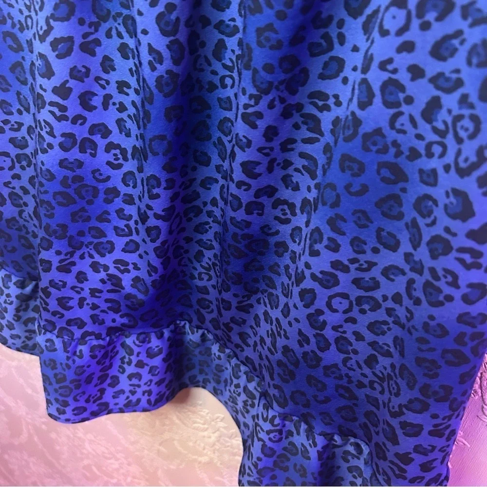 Blue and Black Lace Slip Dress Body Form 1x leopard nightie